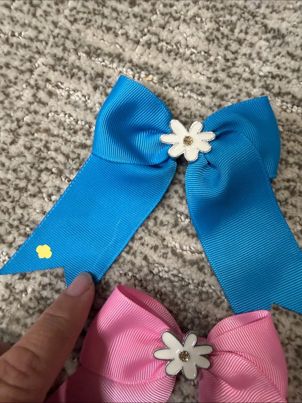 Girl Scouts Daisy Ribbon Hair Bows - Blue and Pink